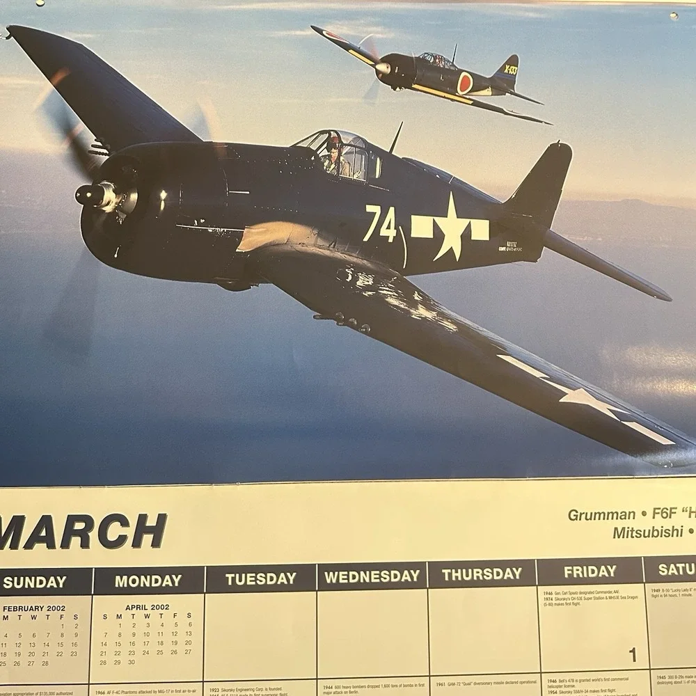 2002 Ghost Warbirds Calendar AKZO Nobel/Sparta P-51D P-47D F6F A26C P-40C . . .